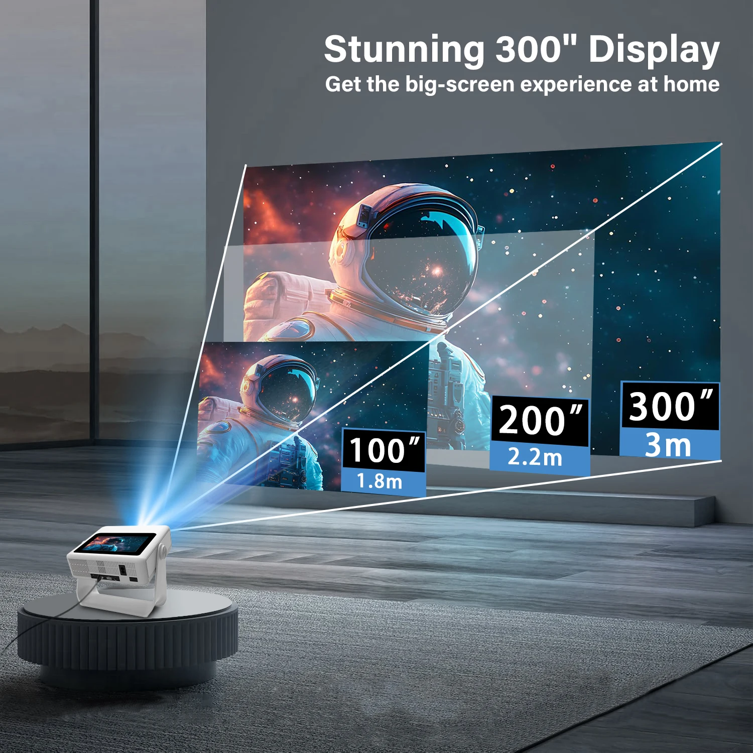 네이티브 1080P 4K 7인치 프로젝터 안드로이드 12 자동 초점 180 °   회전식 천장형 HDMI USB BT WiFi 3-in-1 스피커