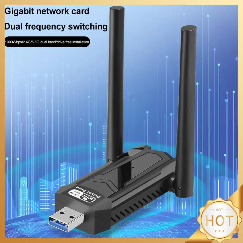 

Сетевая карта AC1300Mbps с высоким коэффициентом усиления, двухдиапазонный 2,4/5 ГГц, беспроводной сетевой адаптер для настольного ПК, Windows XP/Vista / 7-11