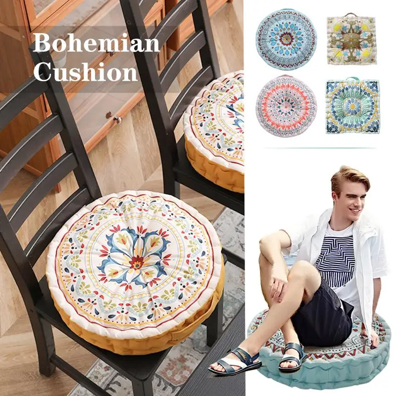 

Bohemian Style Seat Cushion Thicken Tatami Round Floor Mat Futon Office Backrest Pillows Home Decor Chair Cushion Hassock 45Cm