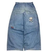Street Popular Vintage Washed Straight Jeans Men New Harajuku Casual Hip Hop Mopping Wide Leg Pants Unisex Loose Denim Trousers 1