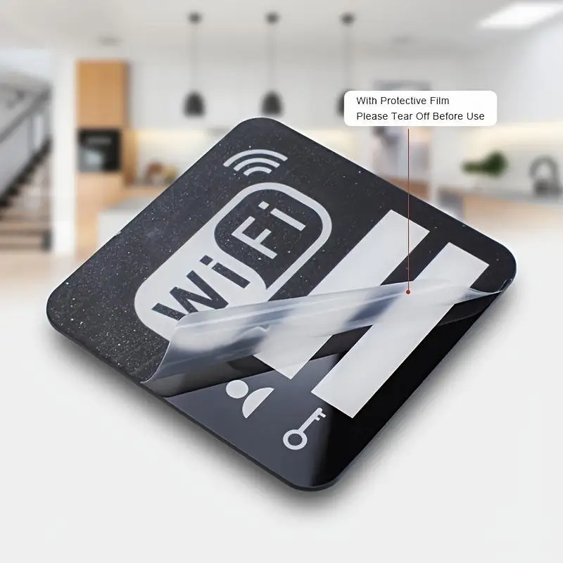 1/5Pcs 공공 장소, 가정, 상점용 아크릴 미러 WiFi 표지판 스티커, 손글씨 계정 및 번호 WiFi 공지판 표지판