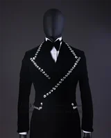 Shiny Beaded Mens Suits Customized Groom Wedding Tuxedos 2 Pieces Sets Male Prom Blazers Pants trajes elegante para hombres 2