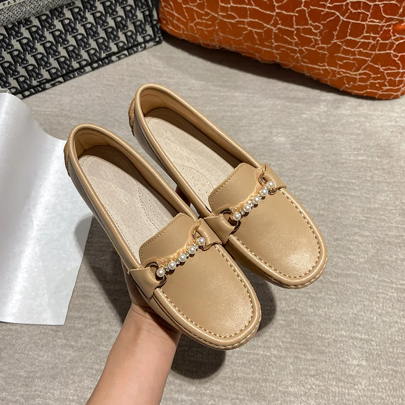 ナミ　BIG HORN 女性用スキーブーツ 24-24.5 白 Luxury Pearl Band cow leather flat shoes woman round toe