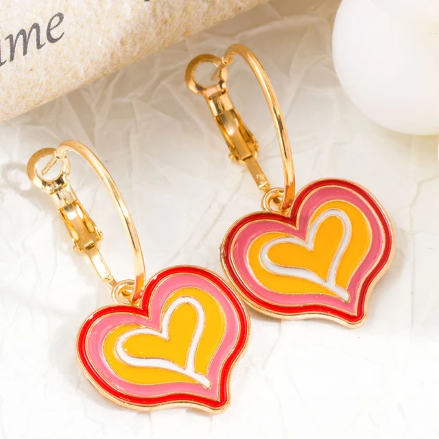 French-style Luxurious Gold-color Heart Shaped Edge Inlaid Dangle Earrings  With Court-style Fashionable Temperament S925 Silver Needle Ear Jewelry For  Women