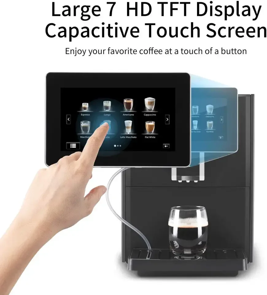 Cafeteras Electric Coffee Maker Best Business Touch Screen Automatic Bean To Cup Coffee Machine With Milk Tank 6