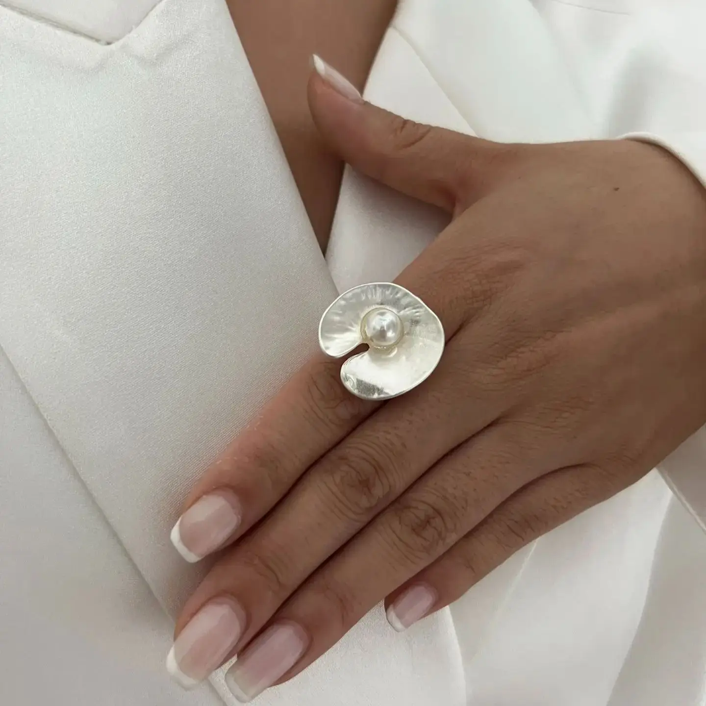 DIEZI 誇張パール幾何学リング女性男性女の子ギフトパンクファッション