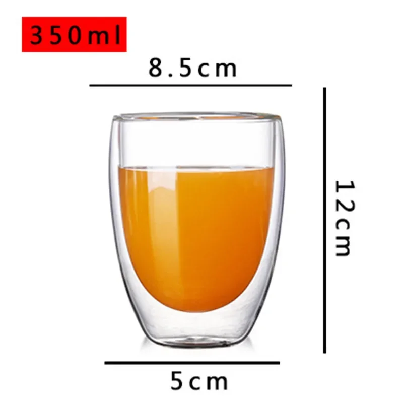 thumbnail image 1 of Taza de vidrio de doble pared resistente al calor, taza de vidrio de borosilicato alto, tazas de cerveza, jugo, café, agua, taza transparente, artículos para beber, regalo, 1 of 5