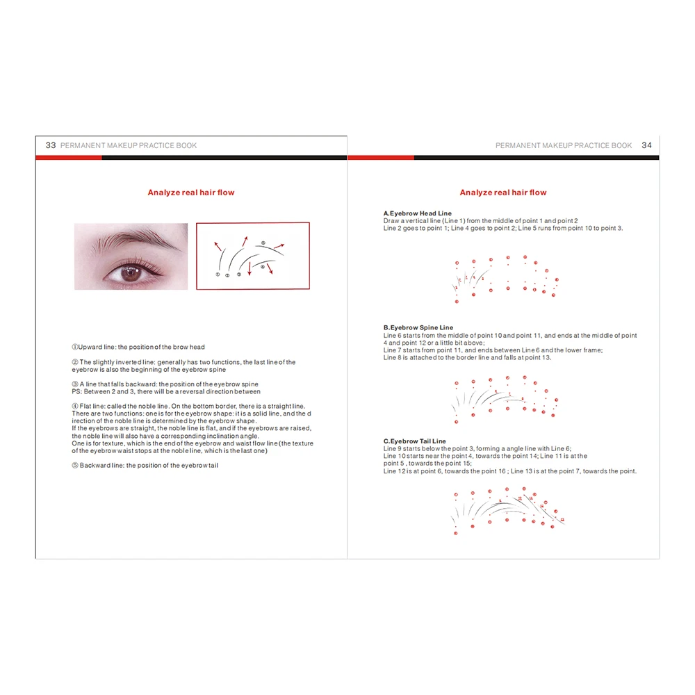 1Pc Tattoo EyeBrow Practice Books Professional Permanent Makeup English Training Book for Microblading Hairstroke tattoo practice books