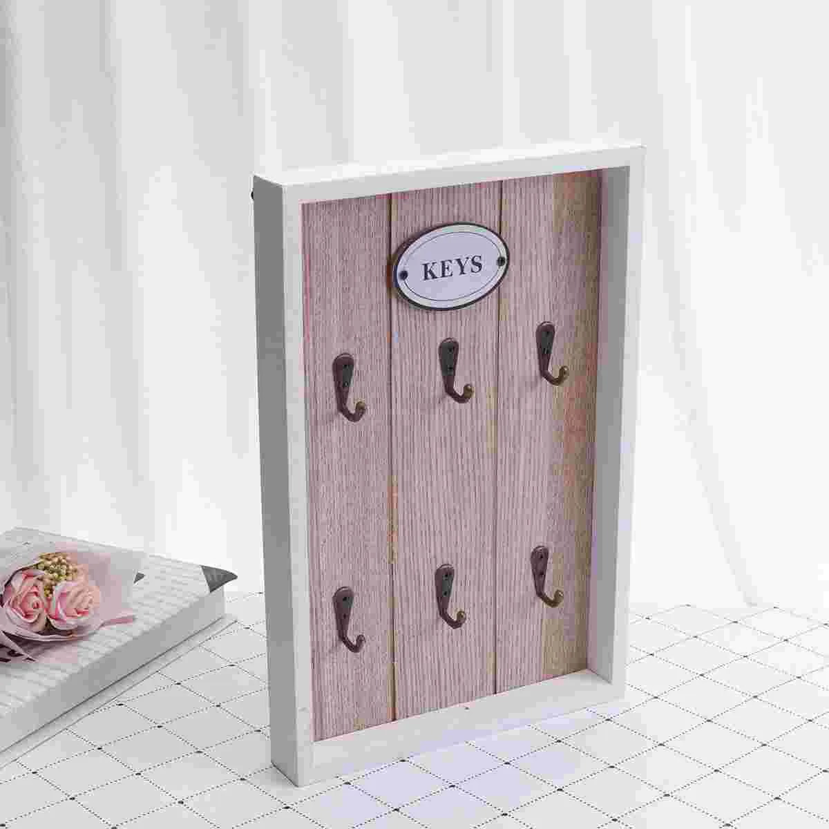 

Wall Mount Wooden Key Holder Key Letter Wood Wall Storage Cabinet Rustic Wall Mounted Jewelry Hook Organizer Holder for Wall