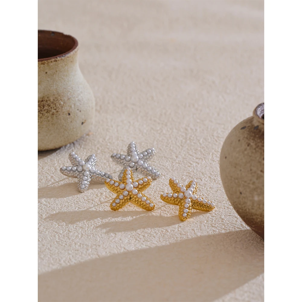 Yhpup Imitation Pearls Stud Earrings Summer Holiday Beach