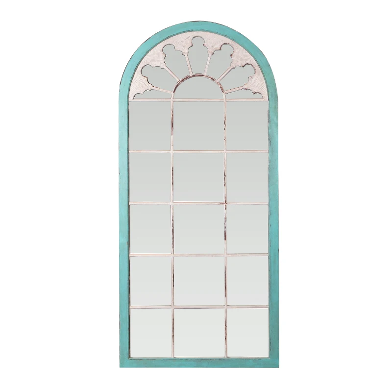 

Vintage Ornament Window Fake Window Decoration Full-Length Mirror Wall-Mounted Floor Mirror B & B