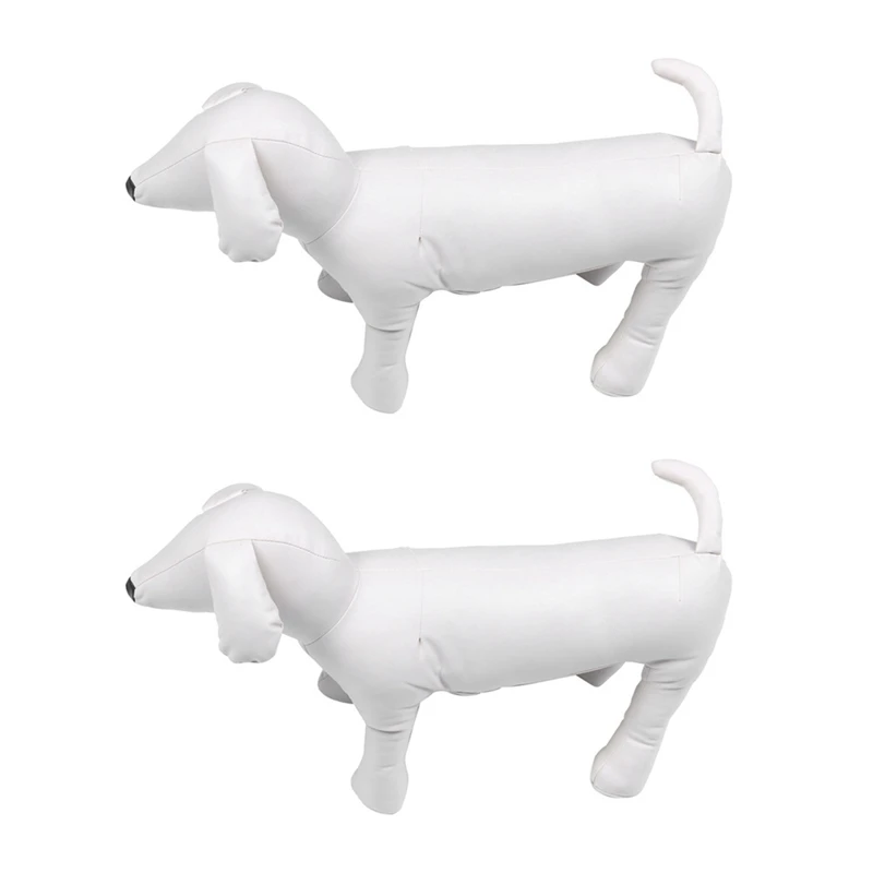 

2X Leather Dog Mannequins Standing Position Dog Models Toys Pet Animal Shop Display Mannequin White L