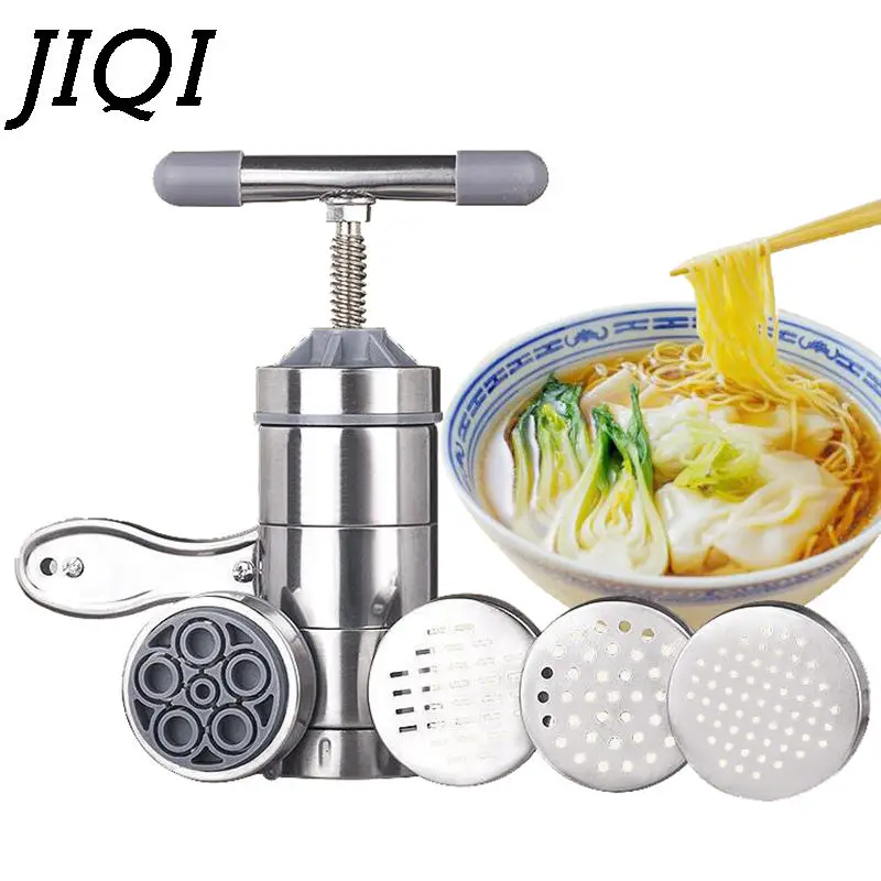 JIQI Manual noodles machine Stainless Steel Pasta Making Machine Hand Operated Spaghetti Pasta Cutter Noodles 5 kinds of noodles