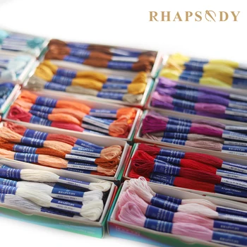 Rhapsody DMC qualité coton égyptien fil à broder 6 brins Double fil de point de croix mercerisé 12 couleurs ensemble 8 mètres écheveau 1