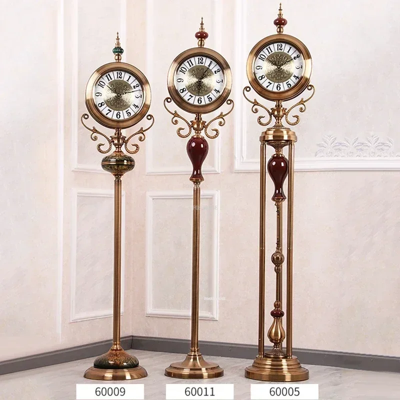 Modern Living Room Standing Clock Ornament Home Metal Floor Clocks European Villa Luxury Silent Movement Clock Watch Decoration