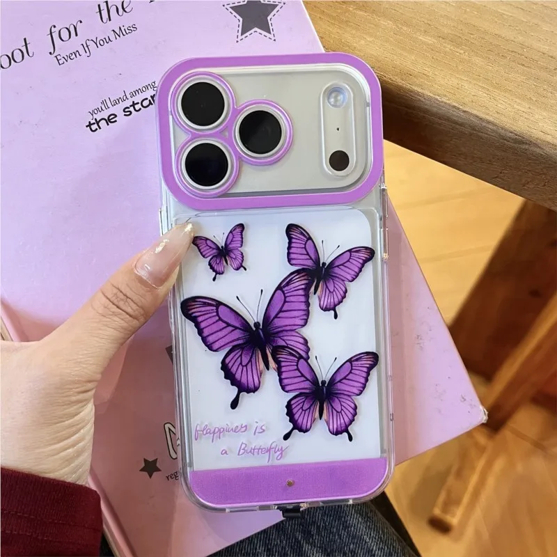 Luminous Purple Butterfly Pattern Phone Case with Light-Up Design