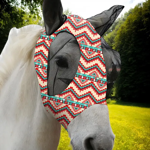 Fly Masque Horse Equine Face Covering Fly Masque Protective Covering for Horse Face Ear Cob Nose Use In Outdoors Activities 4