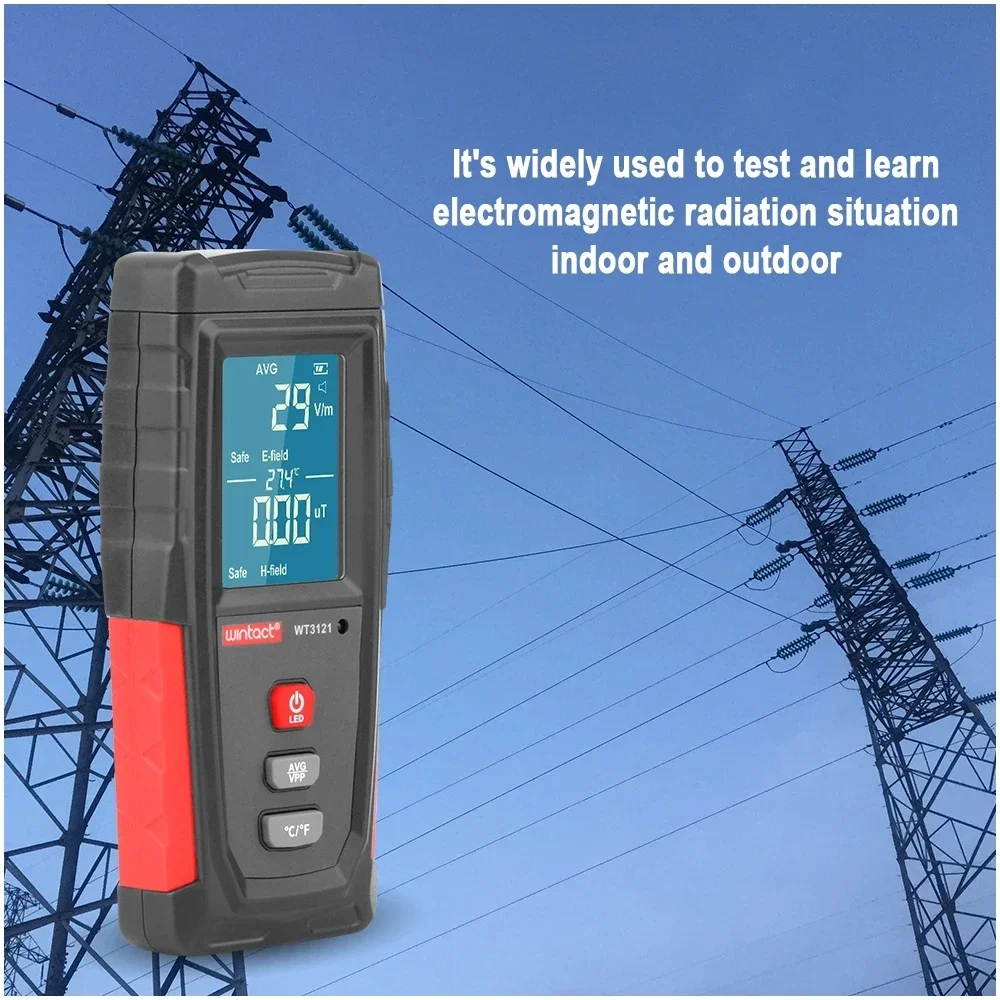 Digital LCD EMF Meter Electromagnetic Field EMF Detector Handheld Electromagnetic Field Radiation Tester WINTACT wt3121