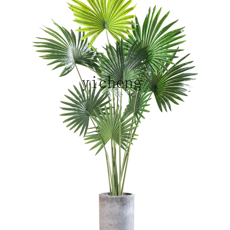 

ZC Simulation Large Green Plant Decorative Potted Fan Sunflower California Chinese Fan Palm Indoor Living Room Furnishings