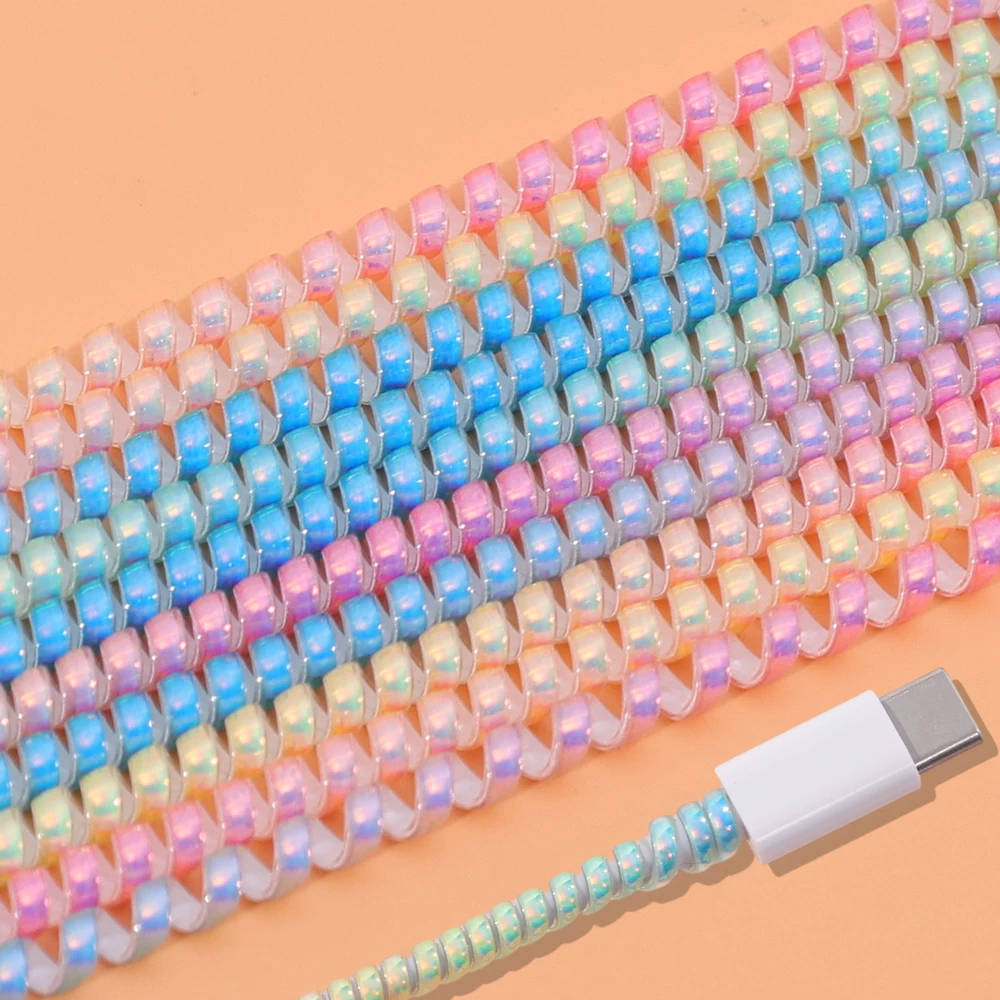 1,6m/Rolle Laser-Farbdesign Datenkabel-Wickler Kabelschutz Spiralförmiger Kabelorganisator für USB-Kopfhörer-Kabelschutz – Detail 1