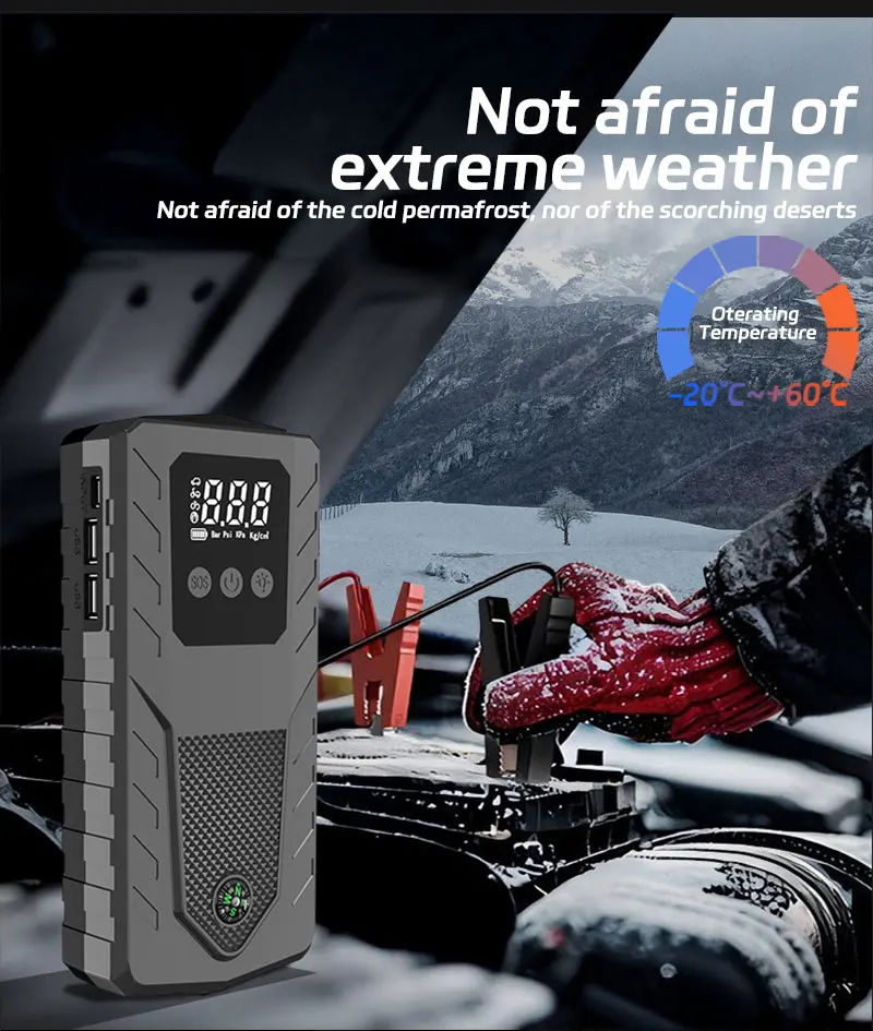 12V 6000mAh Car Emergency Jump Starter Portable Power Bank Battery Booster Large