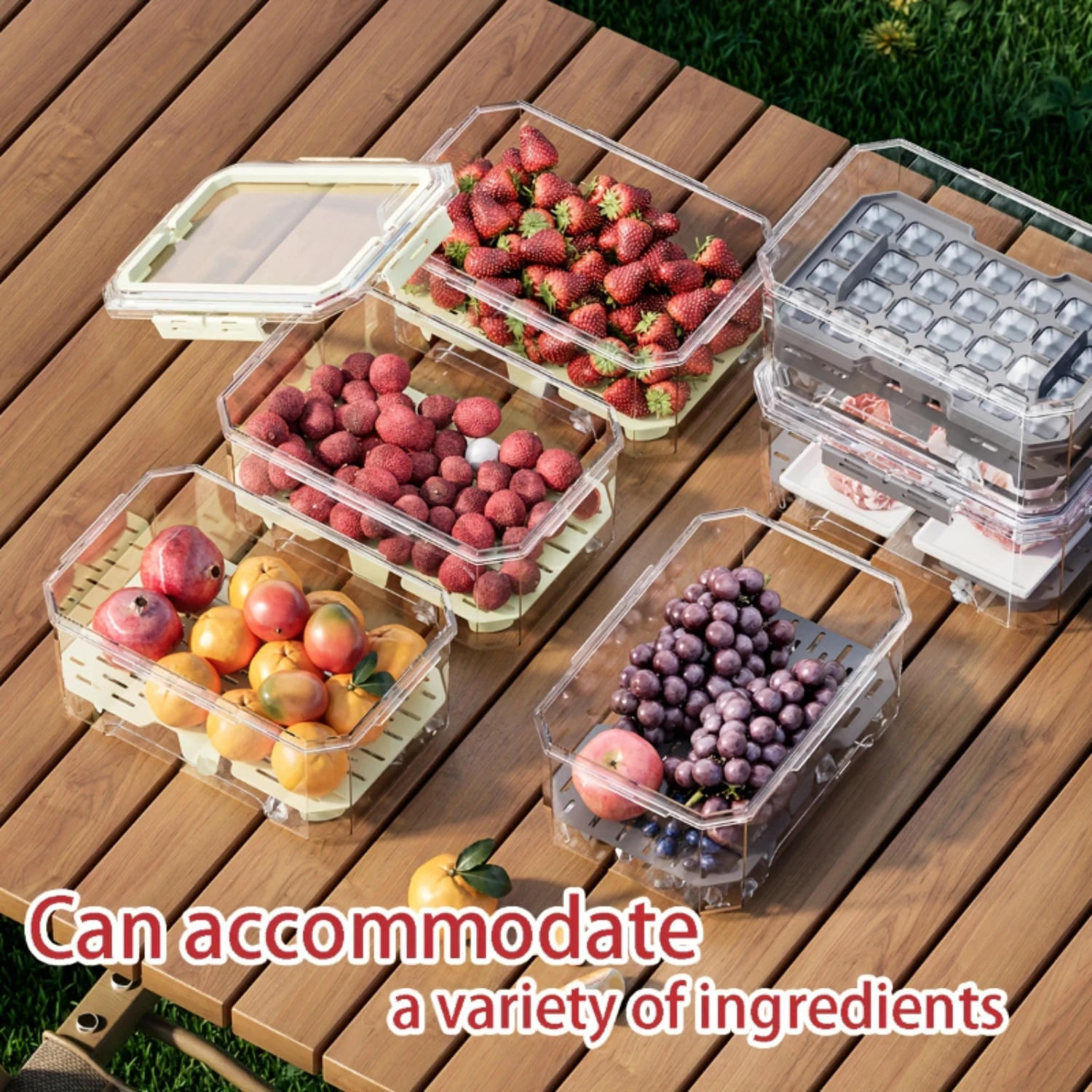 Double-Layer Freshness Box-Food-Safe Plastic For Fruits & Vegetables-Kitchen Organizer With Drain Basket Stylish & Functio