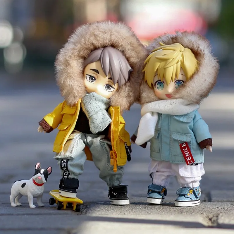 멋진 바람막이 의류 인형 재킷, 인형 패션 코트 다운 재킷, 클레이 Ob11,Gsc,Obitsu 11, P9 인형 1/12bjd