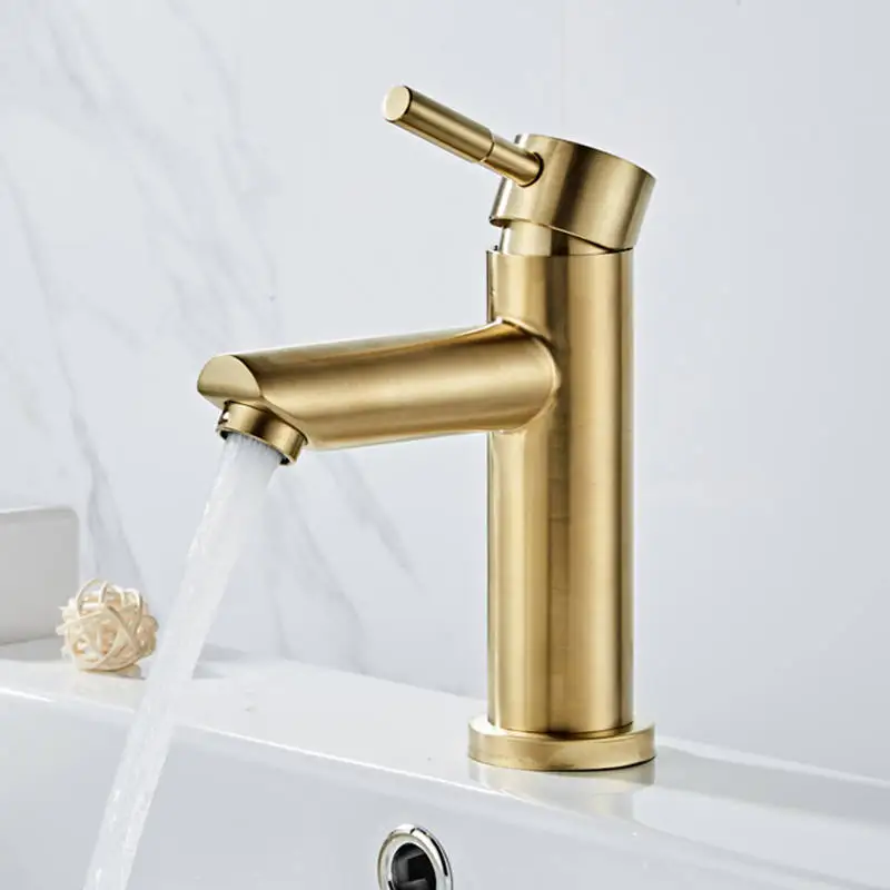 Brushed Gold Bathroom Faucet Modern Lavatory Vanity Sink Faucet Deck Mounted Mixer Toilet Basin Faucets Hot Cold Water Mixer basin faucet bathroom faucet