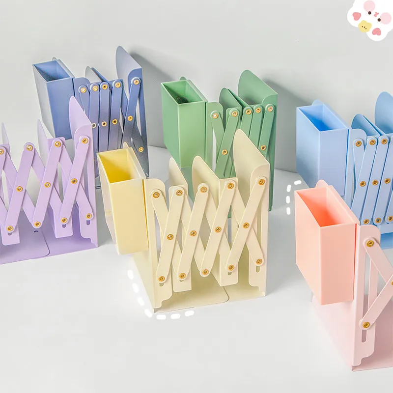 Retractable Book Stand With Pen Holder Student Desk Book Storage Rack Folding Book Baffle hsk standard course 6b student book