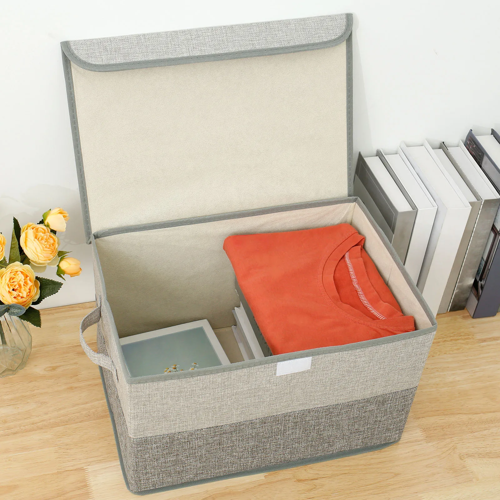 Foldable Fabric Storage Box Laundry Baskets Linen Home Cabinet Cosmetic Jewelry Toy Desktop  Organizers Closet Fabric 3