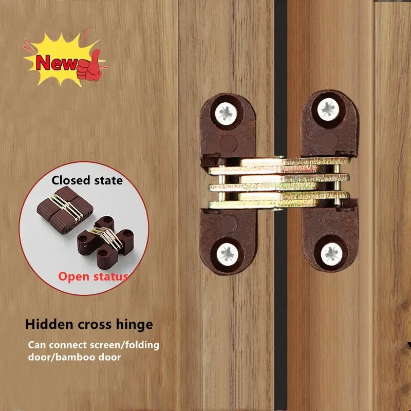 New 4Pcs Hidden-Hinges Plastic Iron Invisible Folding Door Cross Hinge Plastic Concealed Hinge Furniture Hardware Replacement