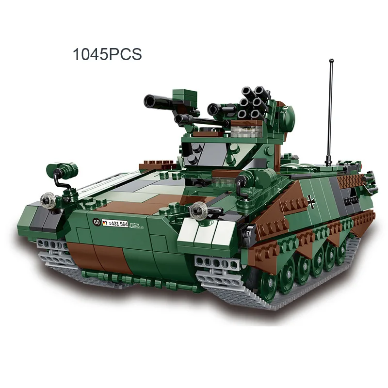 Schutzenpanzer Marder 보병 전투 차량 총, 현대 군사 모델, 빌드 블록 Ww2 독일 육군 브릭 장난감, 1:30 체중계