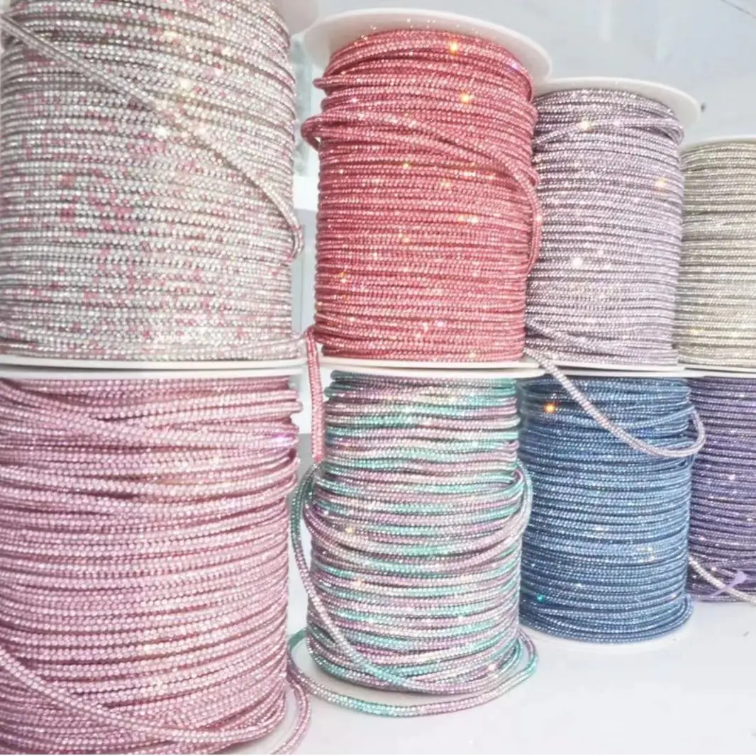 2 Yards/Roll Rhinestone Rope 6Mm Round Tube Crystal Trim Applique ...