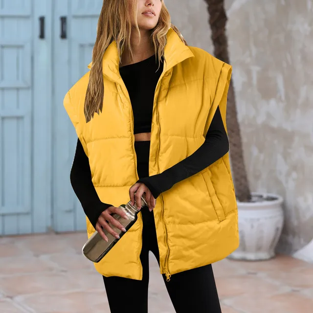 2023 Padded Vests Winter Coat Ladies Jackets Oversize Women's Vest Puffer Outwear Sleeveless Warm Fashion Long Loose Vest Coat 4