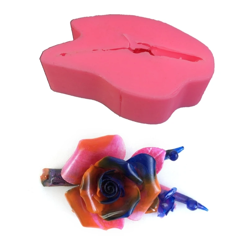 

3D Rose Mold, Rose Flower Resin Mold for DIY Soap Scented Holder 4XBF