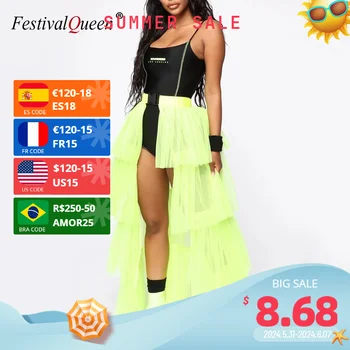 FestivalQueen Y2K Womens Layer Cake Skirt Long Maxi Lace Tulle Skirts Ladies Party Wear Gown Lolita Petticoat Vintage Midi Skirt