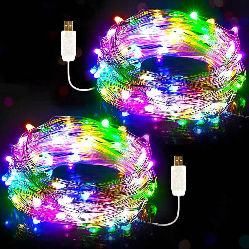 Fairy Lights 100LED Christmas String Lights with Remote Timer, Multicolor USB Fairy Lights 2 Modes Outdoor Fairy Lights Indoor sweatshirts merry christmas leopard glitter sweatshirt in multicolor size l m s xl