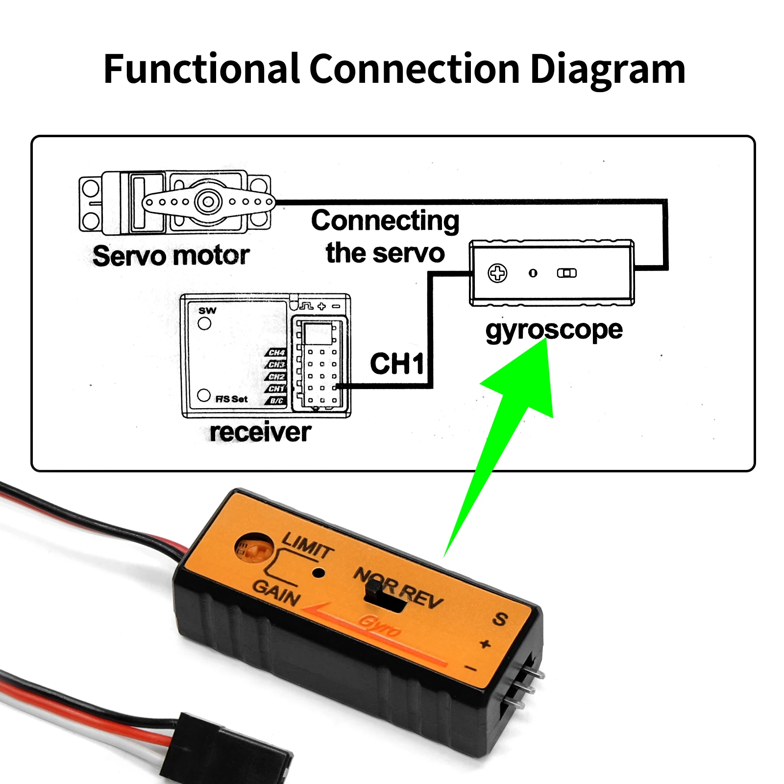 Mini module gyroscopique pour voiture RC dérive 4.8-6V 9.8g