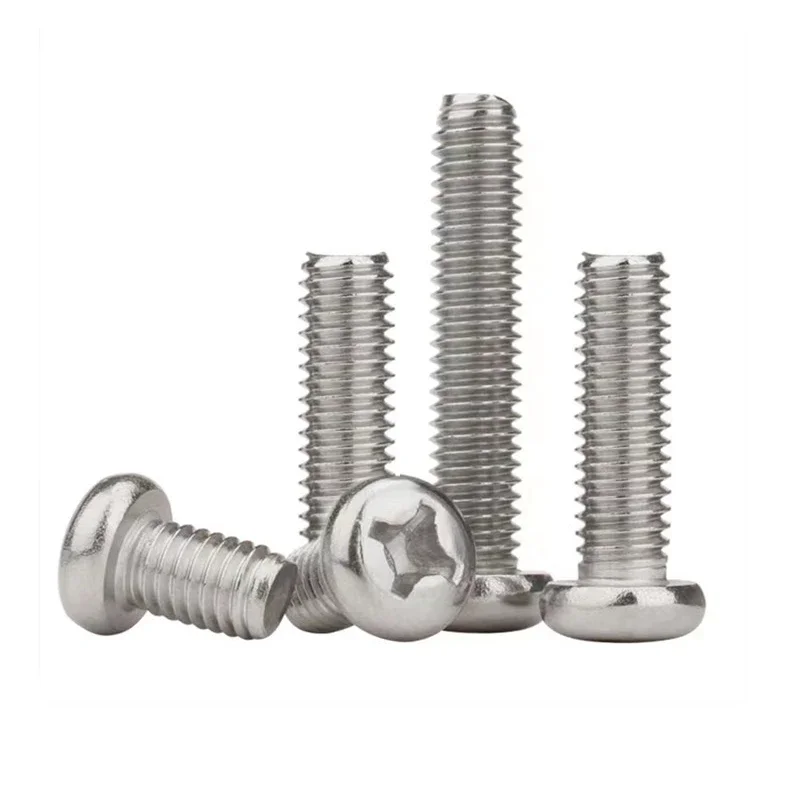 2/5/10/50Pcs Cross Phillips Round Pan Head Screw M1.6 M2 M2.5 M3 M3.5 M4 M5 M6 M8 A2-70 304 Stainless Steel Bolt Length 3-100mm