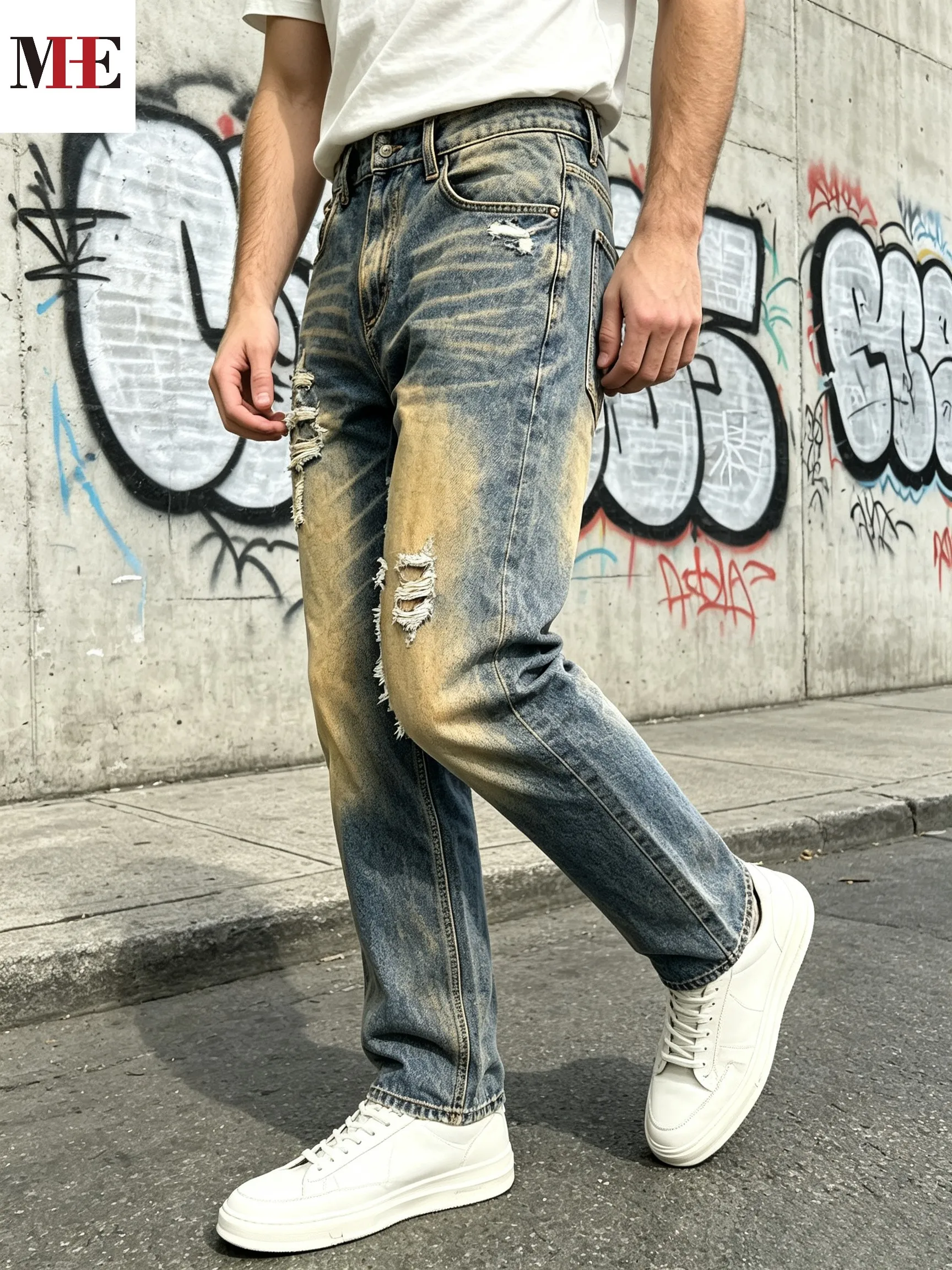 Men's Straight‑Leg With Back Elastic Waist Jeans - Image 5