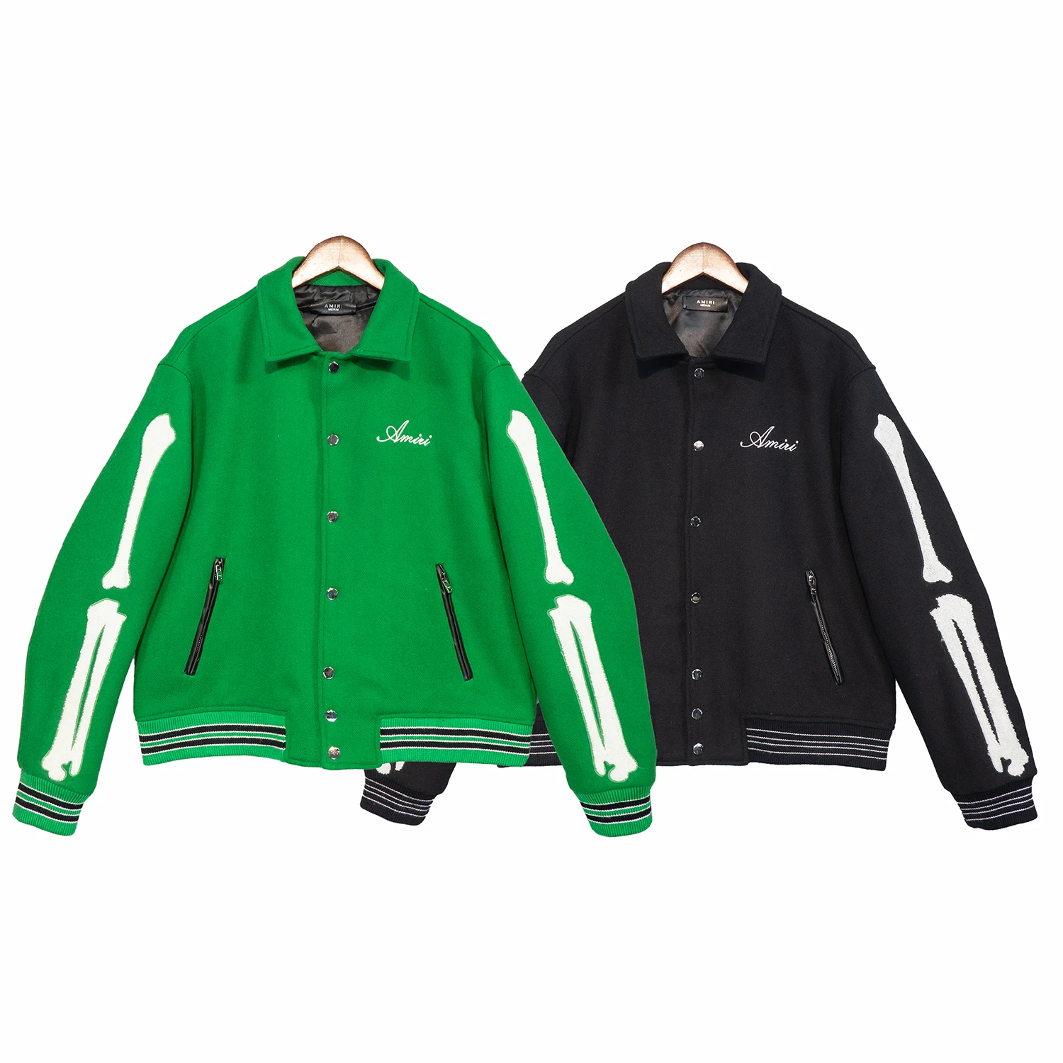 

Bone autumn and winter patchwork woolen jacket, men's embroidered pilot casual jacket, men's and women's baseball jacket