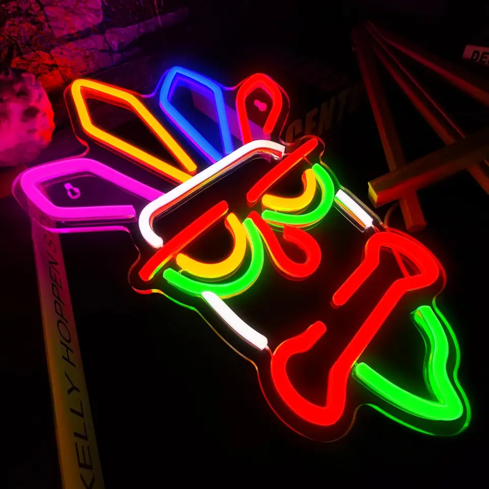 Insegna Al Neon LED A Forma Di 'Gioco' Con Alimentazione USB E Dimmer - Decorazione Murale Per Camera, Sala Giochi, Ragazzi - 3