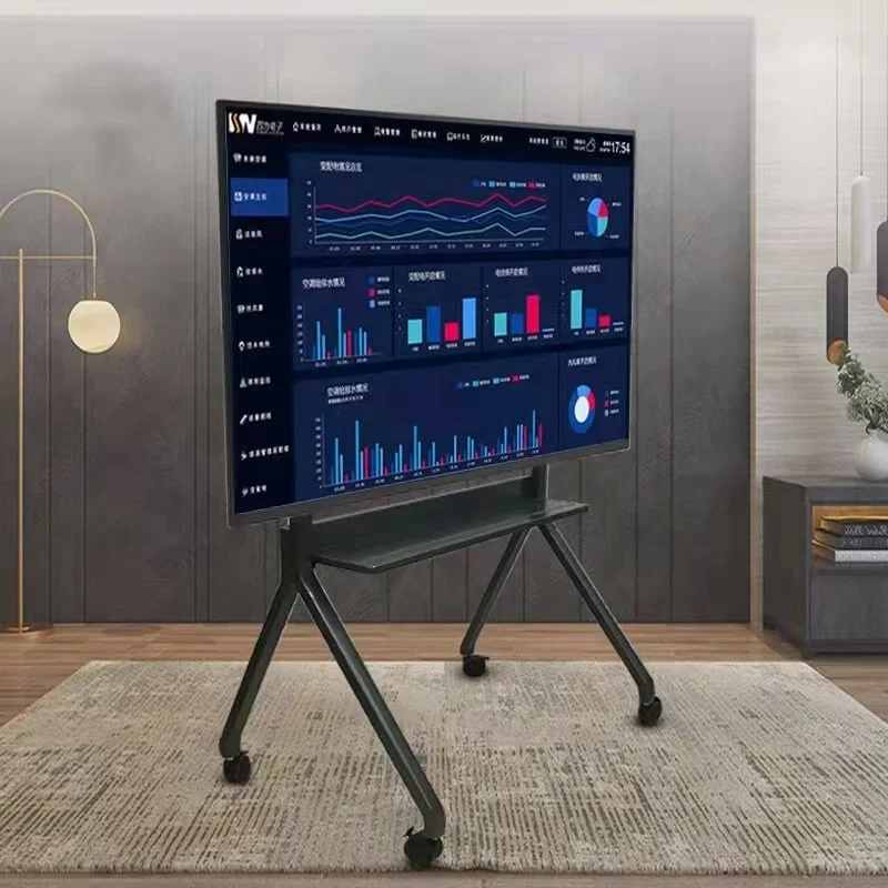 Mobile Tv Stand 75 "Carrello Mobile Regolabile In Altezza Portatile Led Con Ruote