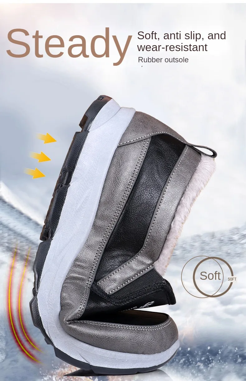 Winter New Waterproof and Snow Proof Men's Snow Boots Old Beijing Cotton Shoes Plush and Thickened Warm Cotton Shoes39-44