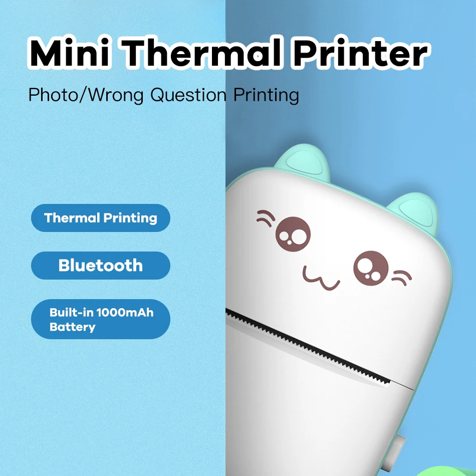 Meow Mini Label Printer Thermal Pocket Printers Stickers Paper Inkless Wireless Impresora Portátil 203dpi Android IOS 57mm