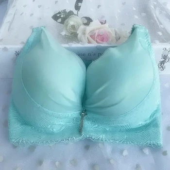 Reggiseno arricciato sul petto piccolo addensato e extra spesso 12CM senza anello in acciaio, reggiseno con seno laterale e biancheria intima sexy