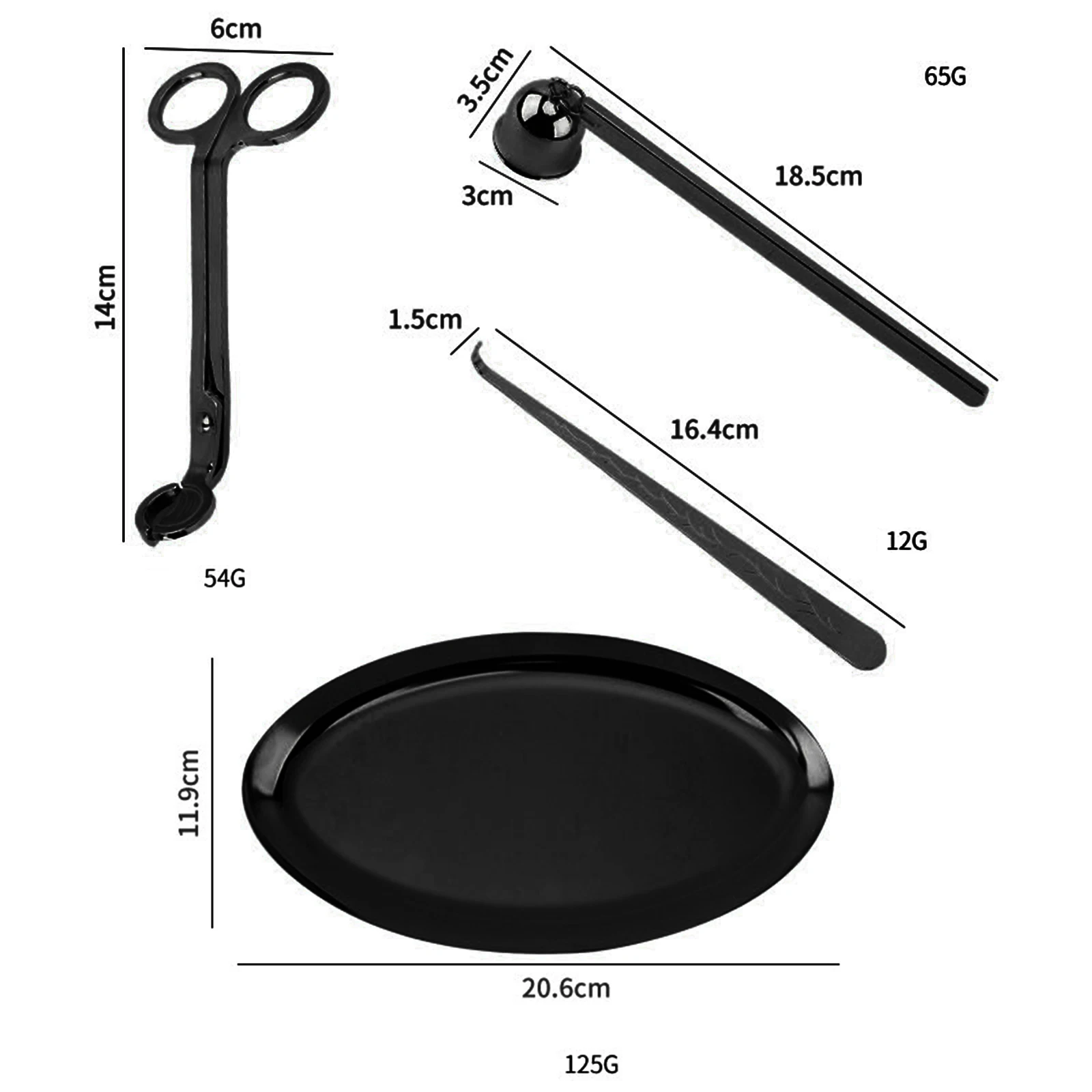 Candle Wick Trimmer Candle Snuffer Candle Wick Holder Candle Accessories Wick Dipper Cutter Kit with Tray Candle Extinguisher for Lover Sturdy Rustproof Versatile 4Pcs
