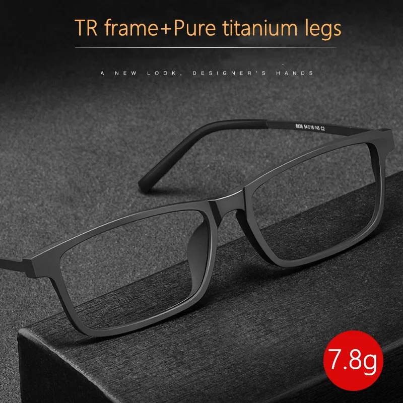

Pure Titanium Glasses Frame TR90 Men's Frame Ultralight Myopia Hyperopia Glasses Female Large Frame Prescription Glasses
