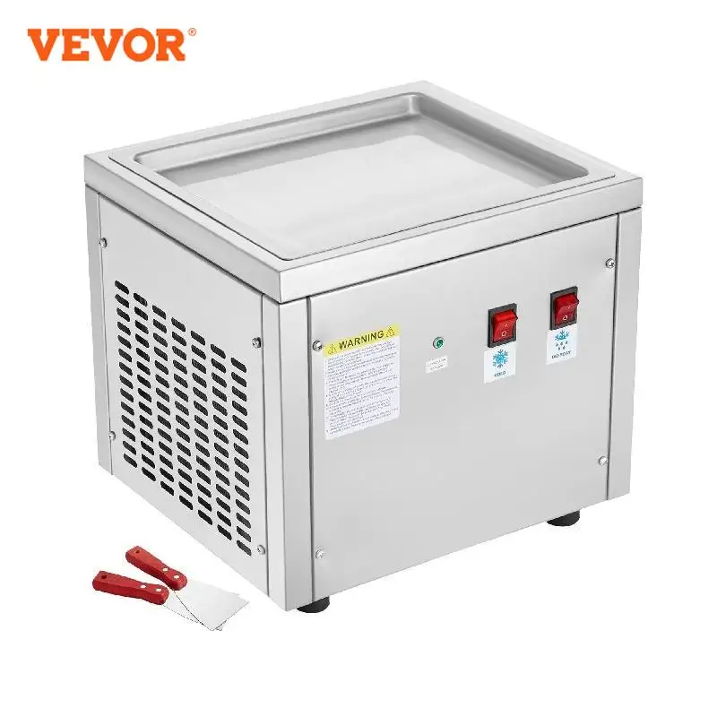 

VEVOR Fried Ice Cream Roll Machin Stainless Steel Rolled Ice Cream Maker with Compressor for Making Ice Cream Frozen Yogurt, Ice