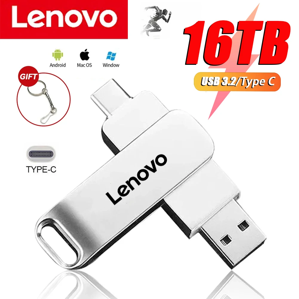 Lenovo 16tb usb 3 2 flash drives high speed transfer metal pendrive